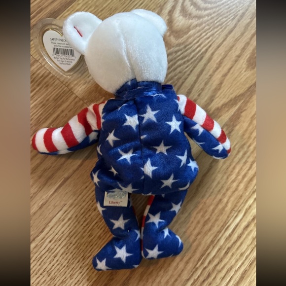 TY Beanie Baby LIBERTY the Bear Plush (White Head Version) (8.5 inch) - Picture 4 of 4